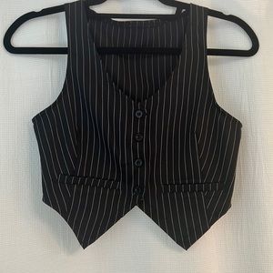 Black & White Striped Vest and Skirt Set